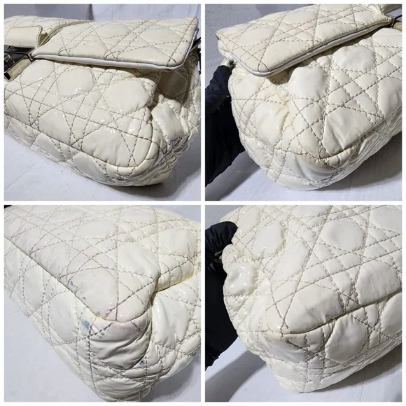 Authentic CHRISTIAN DIOR Lambskin Patent Cannage New Lock Flap Shoulder Bag - Picture 12 of 16